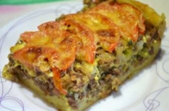 ОТКРЫТЫЙ МЯСНОЙ ПИРОГ ИЗ КАРТОФЕЛЬНОГО ТЕСТА — ПРЕКРАСНЫЙ ВАРИАНТ ВКУСНОЙ ВЫПЕЧКИ.